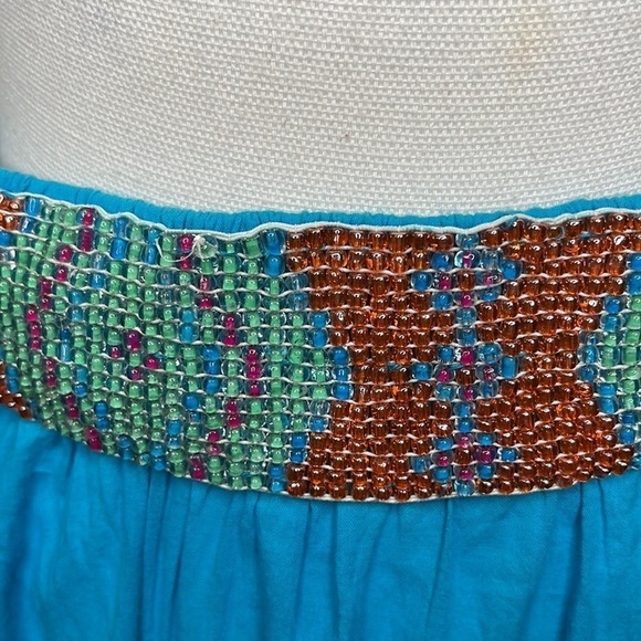 Sandy Starkman Boho Maxi Skirt Flared Beaded Belt Gypsy Godet Size Large - Picture 3 of 9
